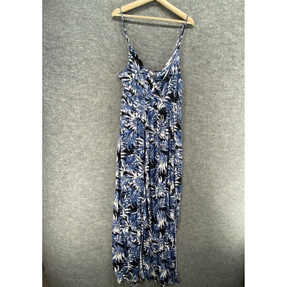 Lilian Swim Dress Women 3XL Blue Floral V-Neck Sleeveless Built In Briefs Swim